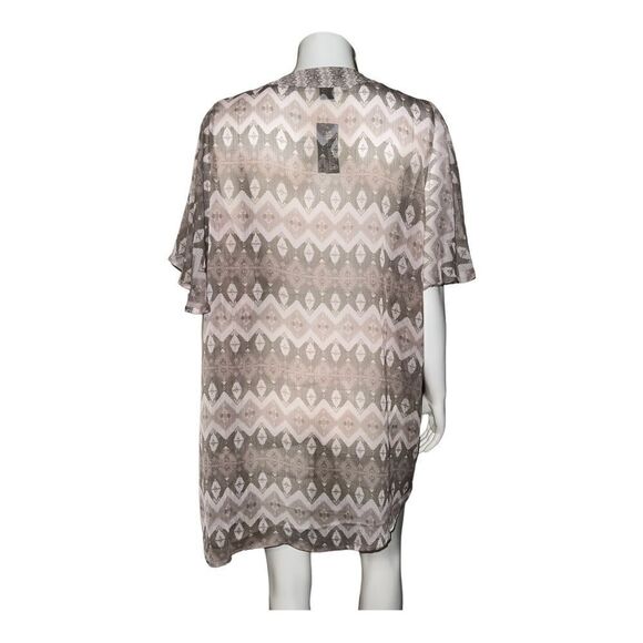 Steve Madden Printed Short Sleeve Kimono Clay Purple One Size New - Picture 4 of 8